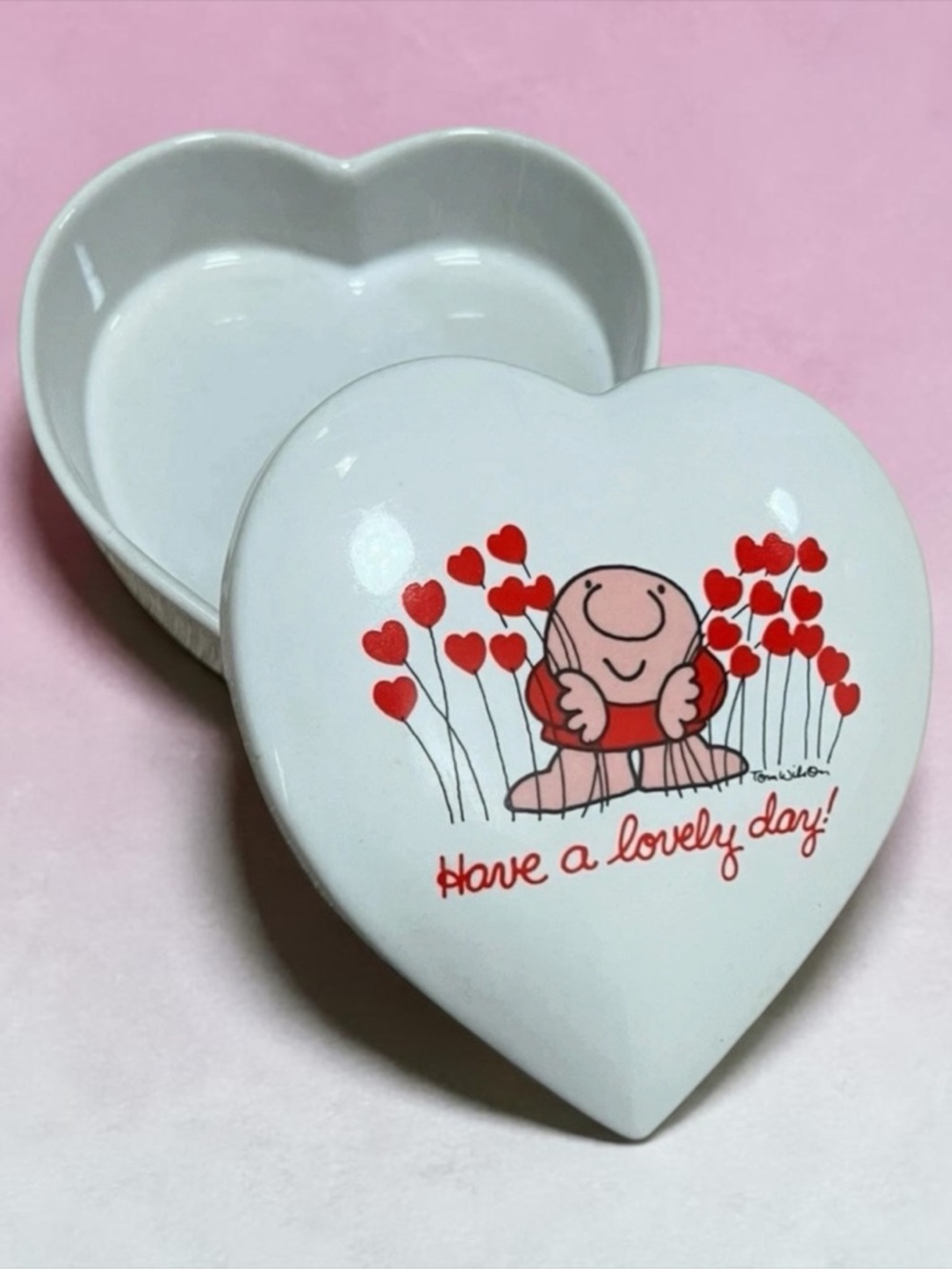 Vintage 1981 Ziggy Heart Shape Love Talk Porcelain Trinket Box